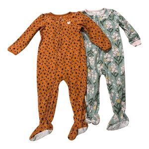 Carter’s Toddler Girl Footless Fleece Pajamas Long Sleeve, 2-Pack, 2T